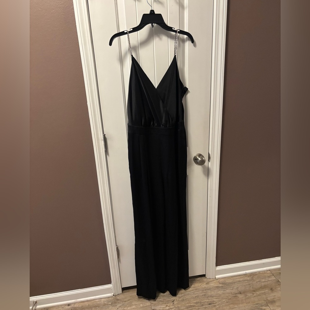 Michael Kors Black Jumpsuit with Silver Rhinestone Straps